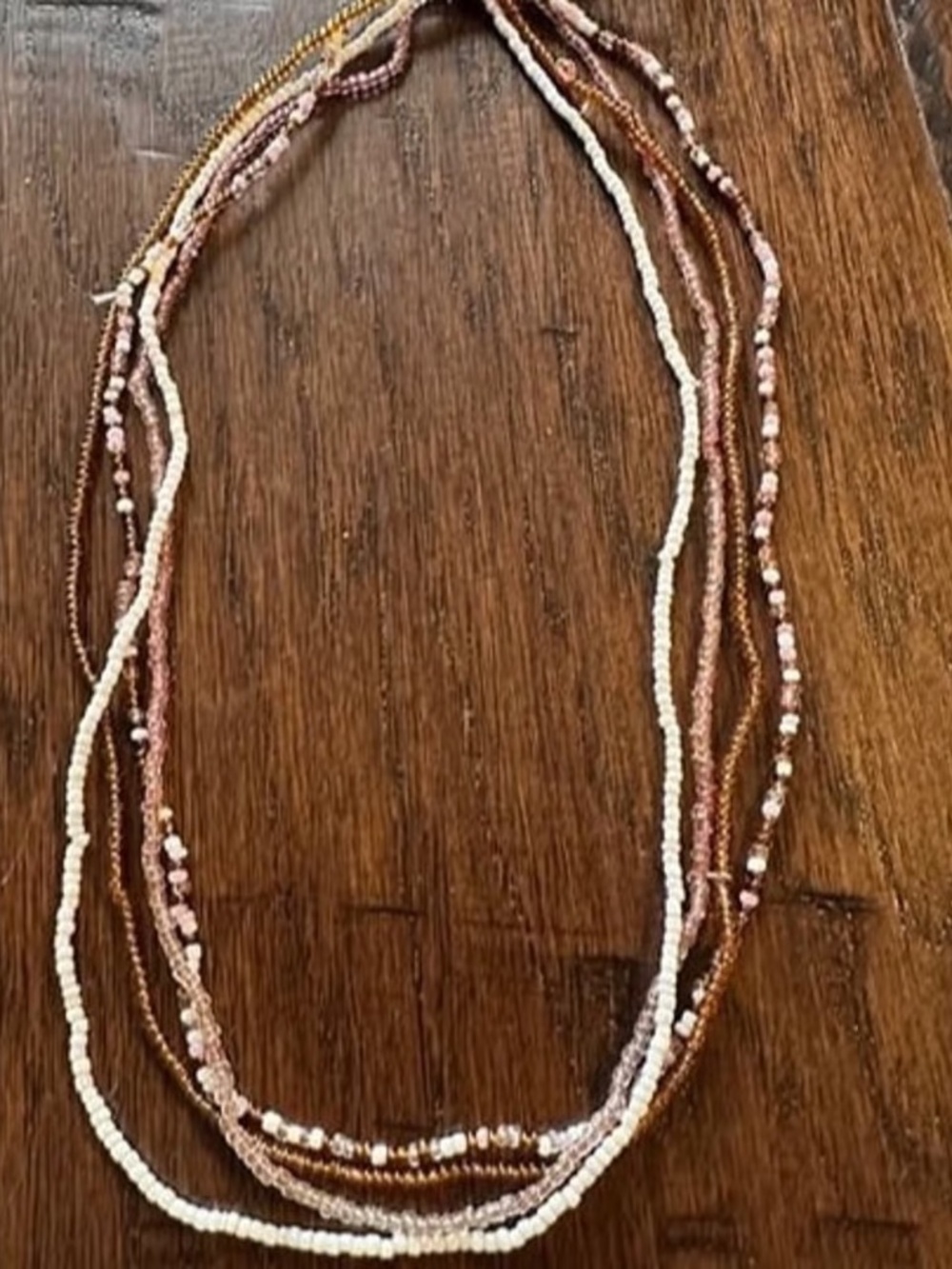 Multi-strand Seed Bead Rawhide Necklace